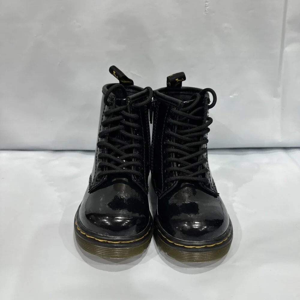 Dr. Martens 1460 15373003 Boots Toddlers 7 Black Patent Leather Lace Up EBS1045